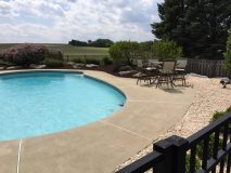 A nicely landscaped backyard pool